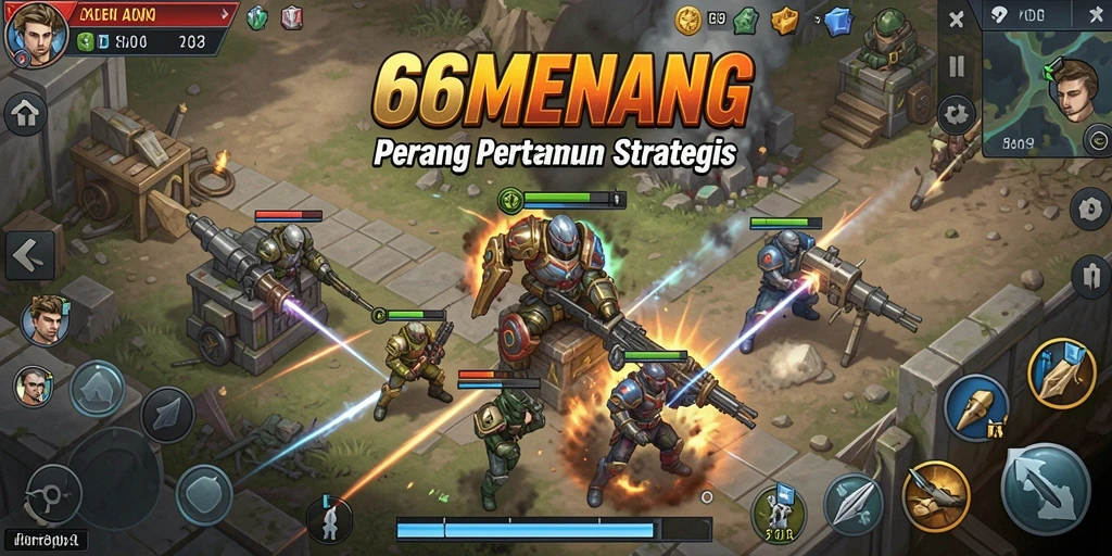 Tampilan menara dan musuh dalam gameplay Tower Defense yang seru.