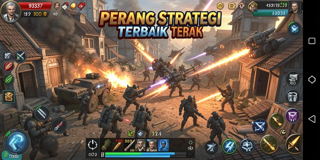 Screenshot utama menampilkan pertempuran epik dalam gameplay SLG.