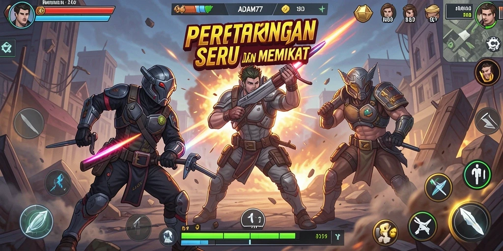 Gameplay seru ADAM77 dengan aksi pertarungan yang mengagumkan.