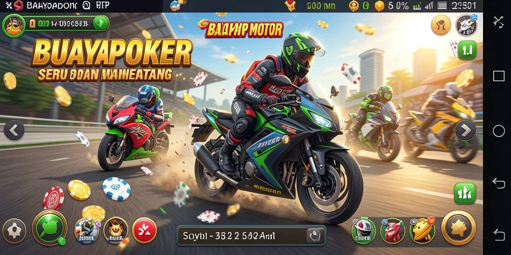Tampilan gameplay seru dari balapan motor di BUAYAPOKER.