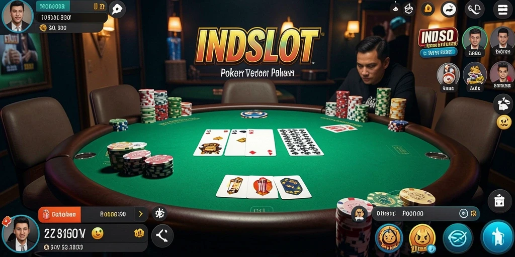 Tampilan gameplay mendebarkan di INDSLOT, aplikasi Poker terbaik.