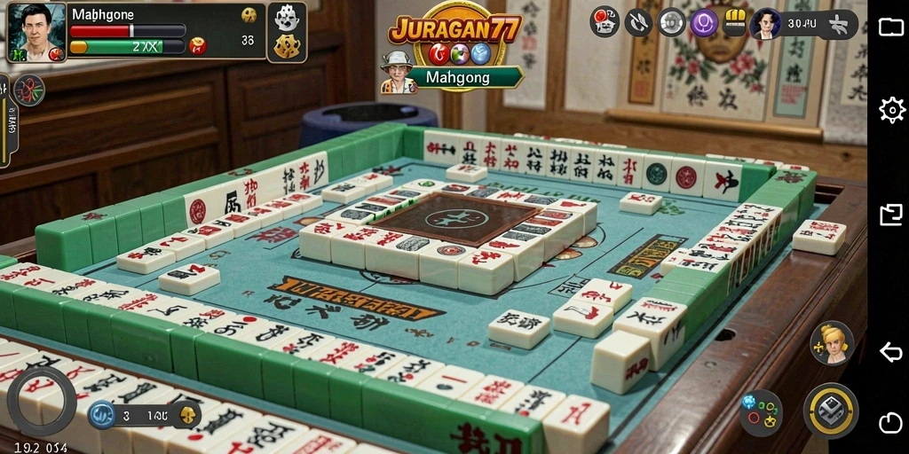 Tangkapan layar JURAGAN77 menampilkan momen seru bermain Mahjong.