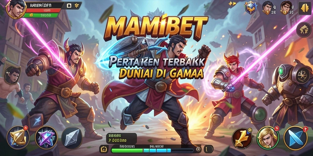 Tampilan gameplay seru dari MAMIBET yang memperlihatkan pertarungan karakter.
