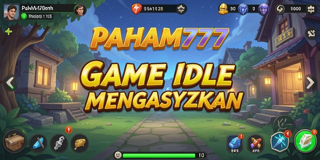 Tangkapan layar gameplay Idle yang menampilkan kemajuan karakter.