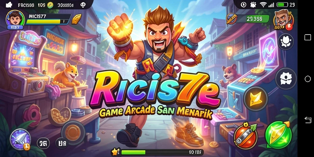 Screenshot utama RICIS77 menampilkan gameplay Arcade yang seru.