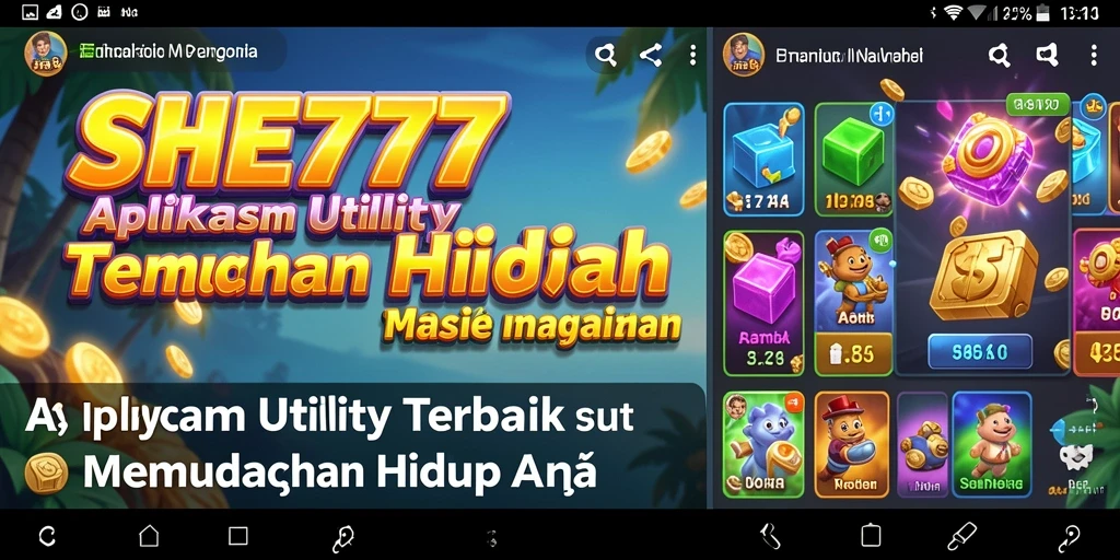 Tampilan antarmuka utama SHE777 menampilkan berbagai fitur Utility yang memudahkan pengguna.