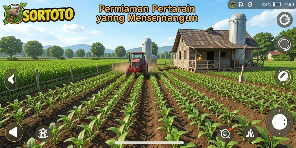 Screenshot SORTOTO menunjukkan pengalaman bertani yang ceria dan interaktif.