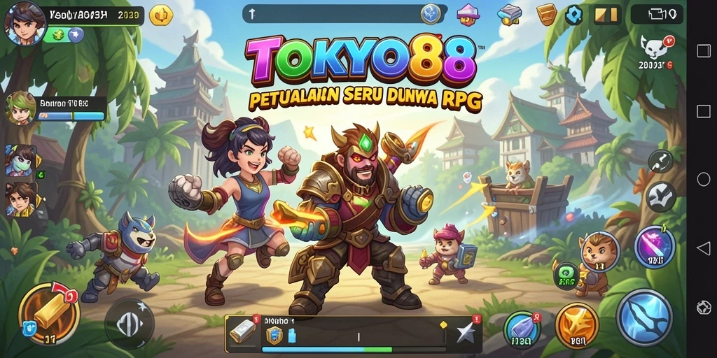 Screenshot gameplay TOKYO88 menunjukkan pertarungan mendebarkan dalam dunia RPG.
