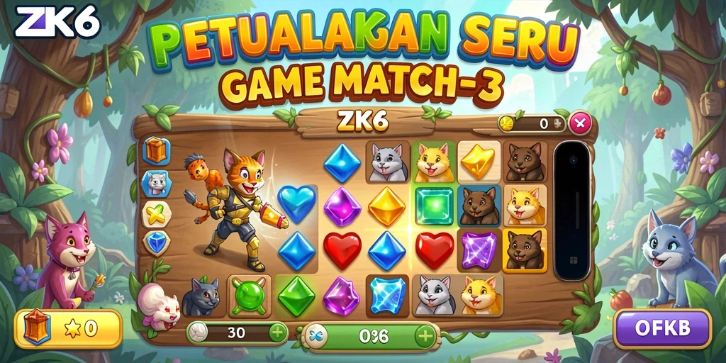 Tangkapan layar dari gameplay ZK6 yang menampilkan keseruan mencocokkan objek.